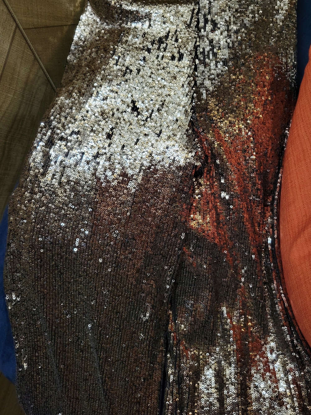 Express Sequins Pants Features A Shimmering Gold & Brown Ombre Effect